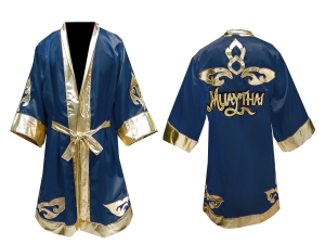 Custom Muay Thai Robe / Fight Robe : Navy/Gold